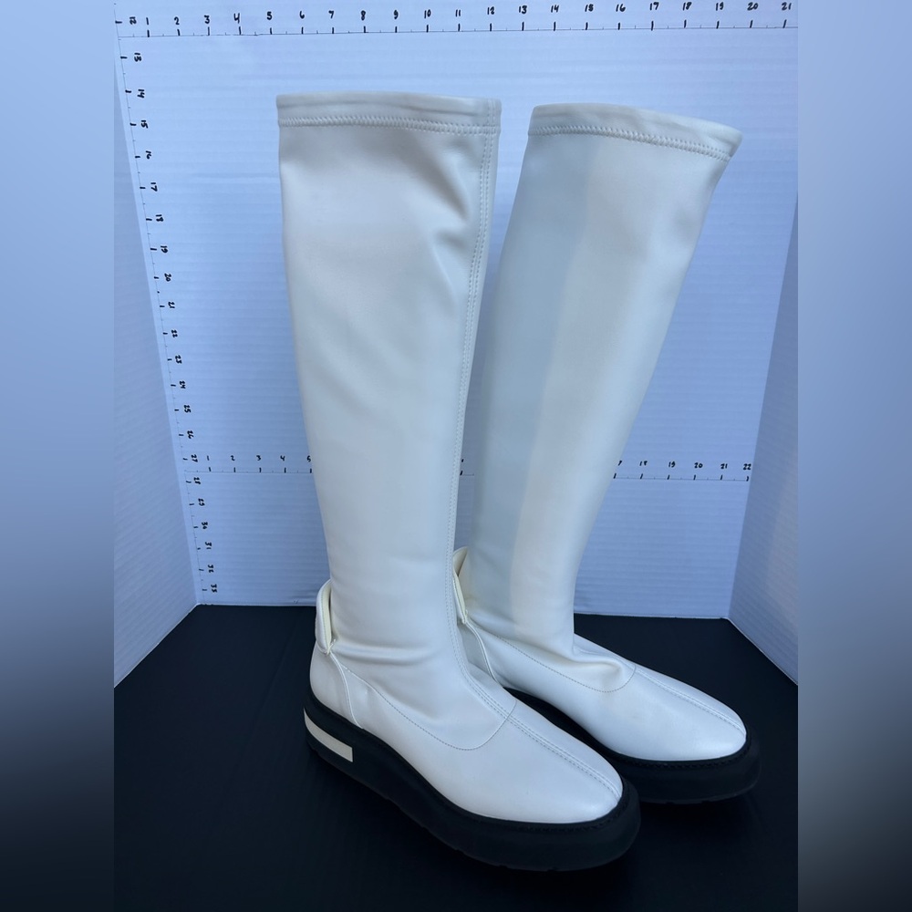 Manuel Barcelo Ivory White Knee-High Women's Boots